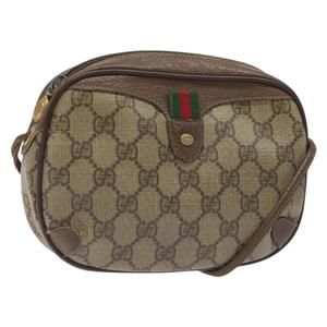 GUCCI GG Supreme Web Sherry Line Bag PVC Beige Gold 156 02 066 Auth 131394